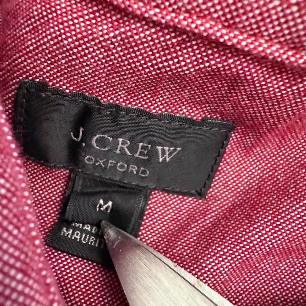 J.Crew Mens Slim Fit Oxford Button Down Shirt Red‎ Heather Medium Long Sleeve